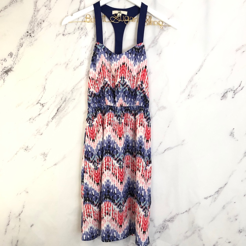 Ya Los Angeles y back blue pink chevron dress